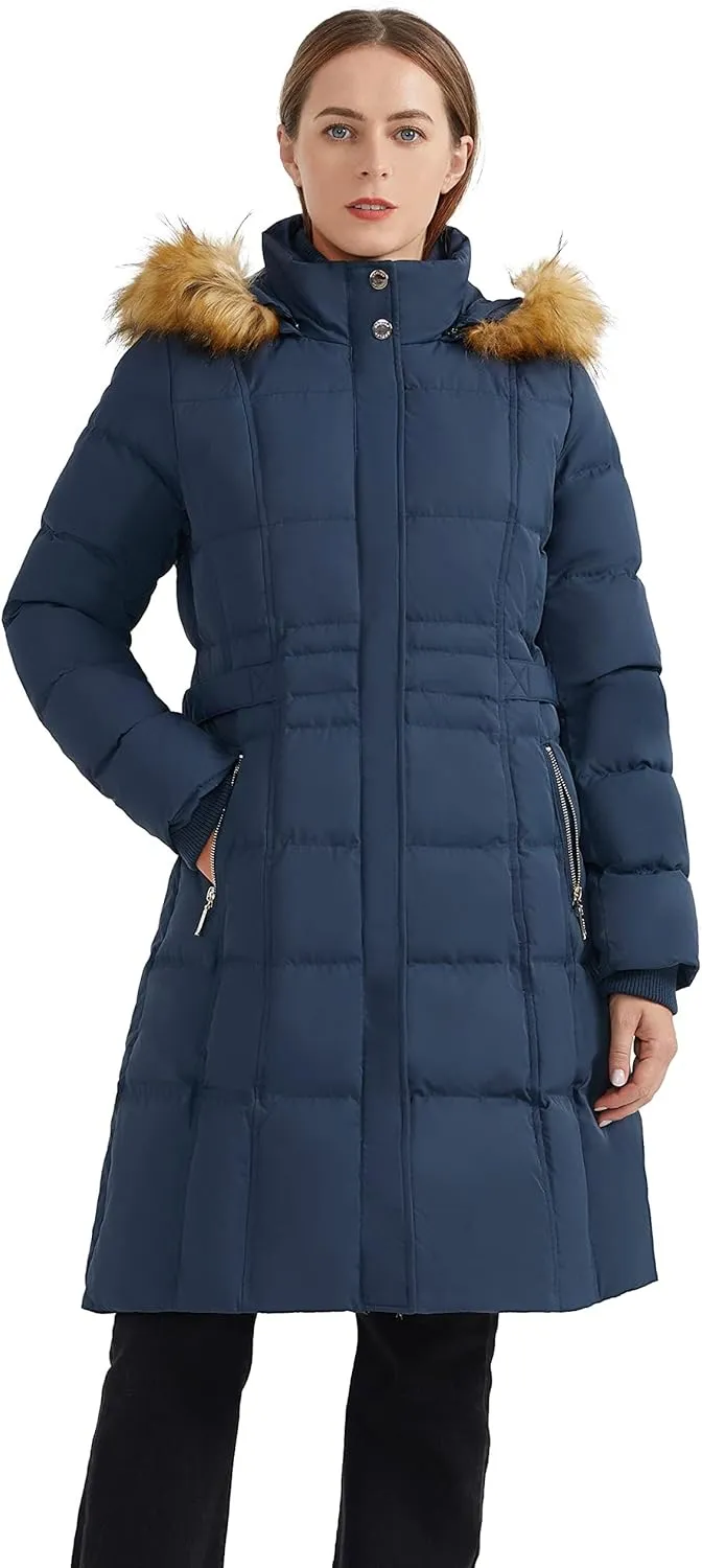Orolay Women's Puffer Down Coat Winter Warm Jacket with Faux Fur Trim Hood