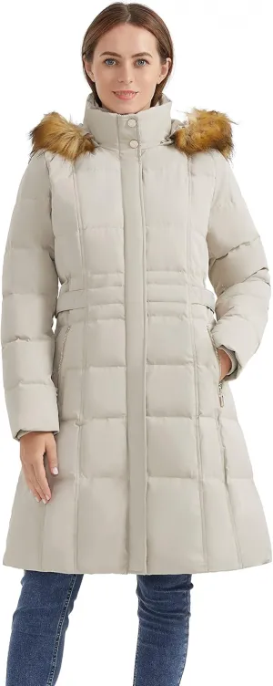 Orolay Women's Puffer Down Coat Winter Warm Jacket with Faux Fur Trim Hood