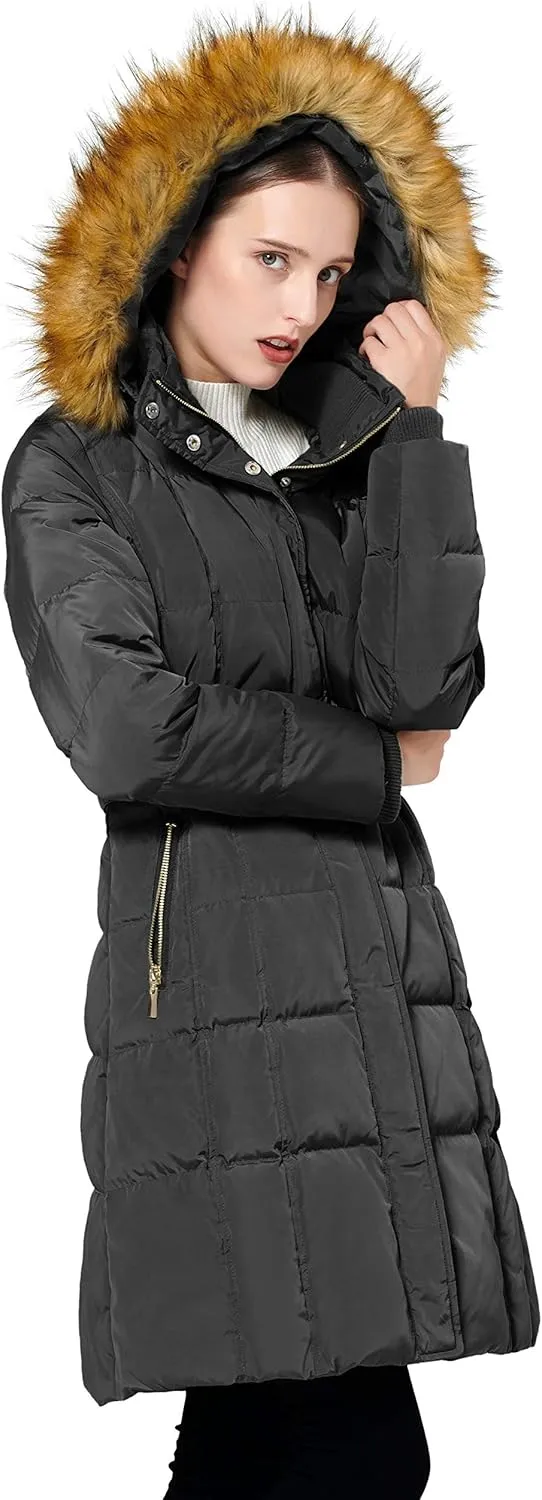Orolay Women's Puffer Down Coat Winter Warm Jacket with Faux Fur Trim Hood