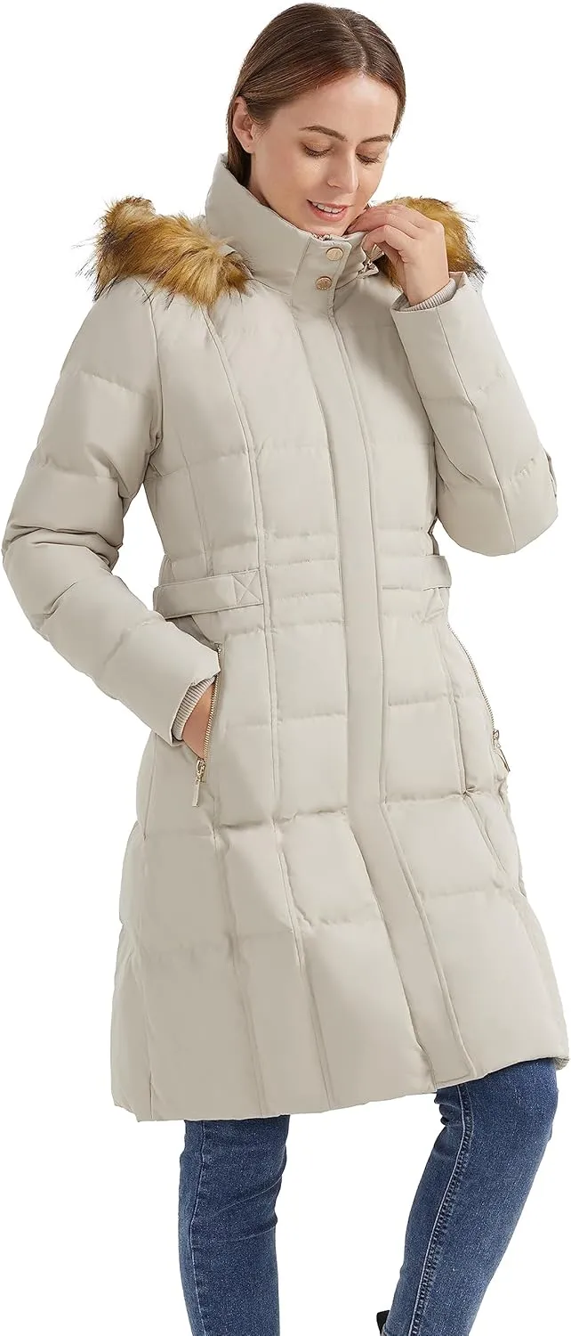 Orolay Women's Puffer Down Coat Winter Warm Jacket with Faux Fur Trim Hood