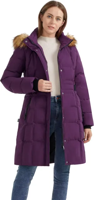 Orolay Women's Puffer Down Coat Winter Warm Jacket with Faux Fur Trim Hood