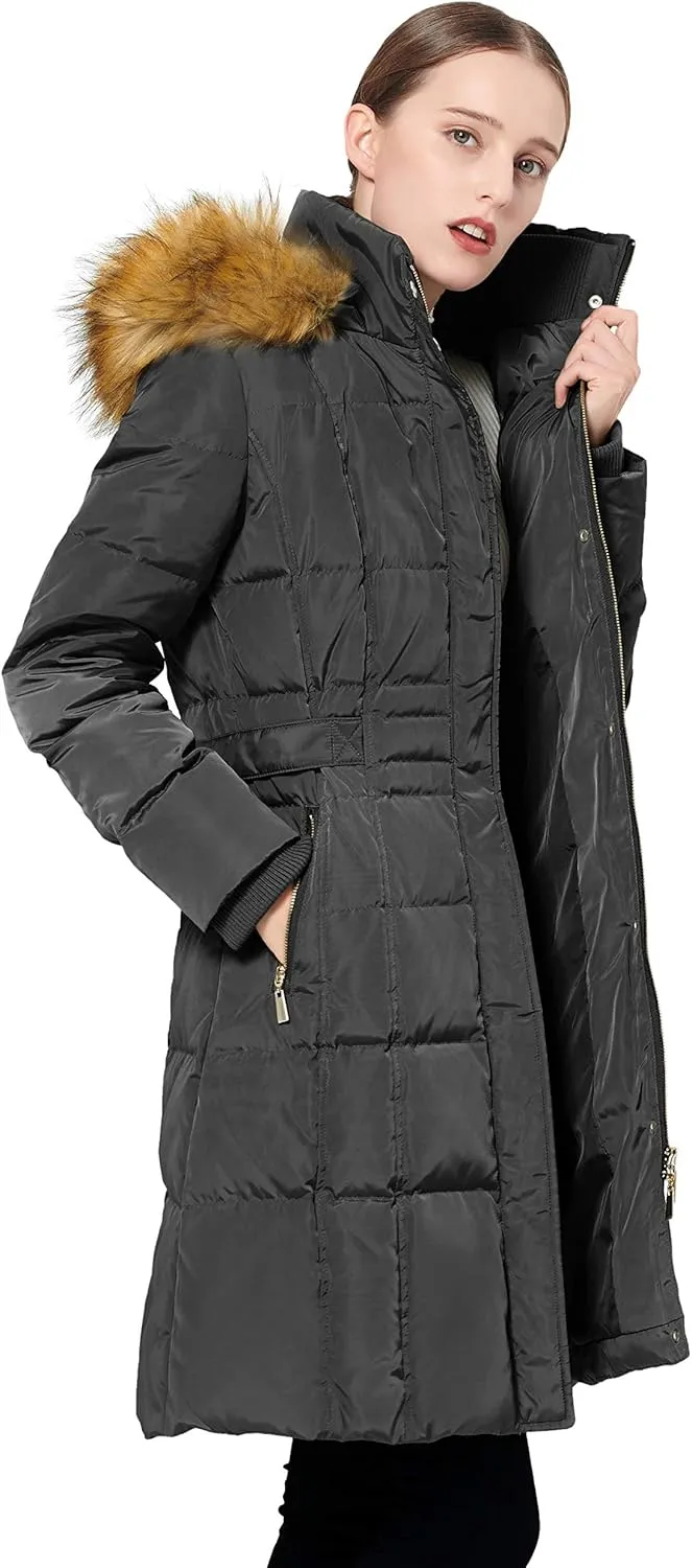 Orolay Women's Puffer Down Coat Winter Warm Jacket with Faux Fur Trim Hood