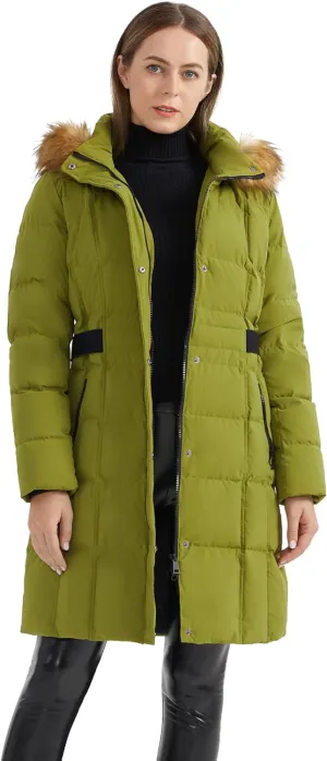 Orolay Women's Puffer Down Coat Winter Warm Jacket with Faux Fur Trim Hood