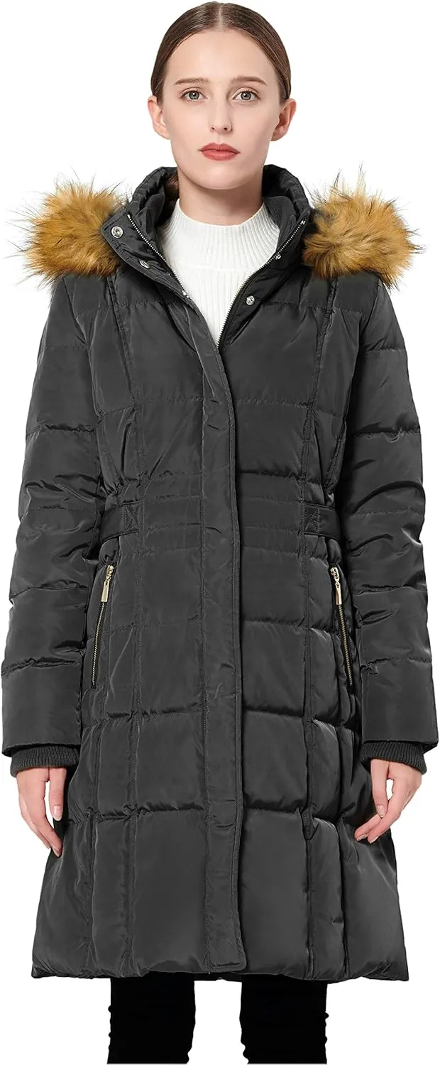 Orolay Women's Puffer Down Coat Winter Warm Jacket with Faux Fur Trim Hood