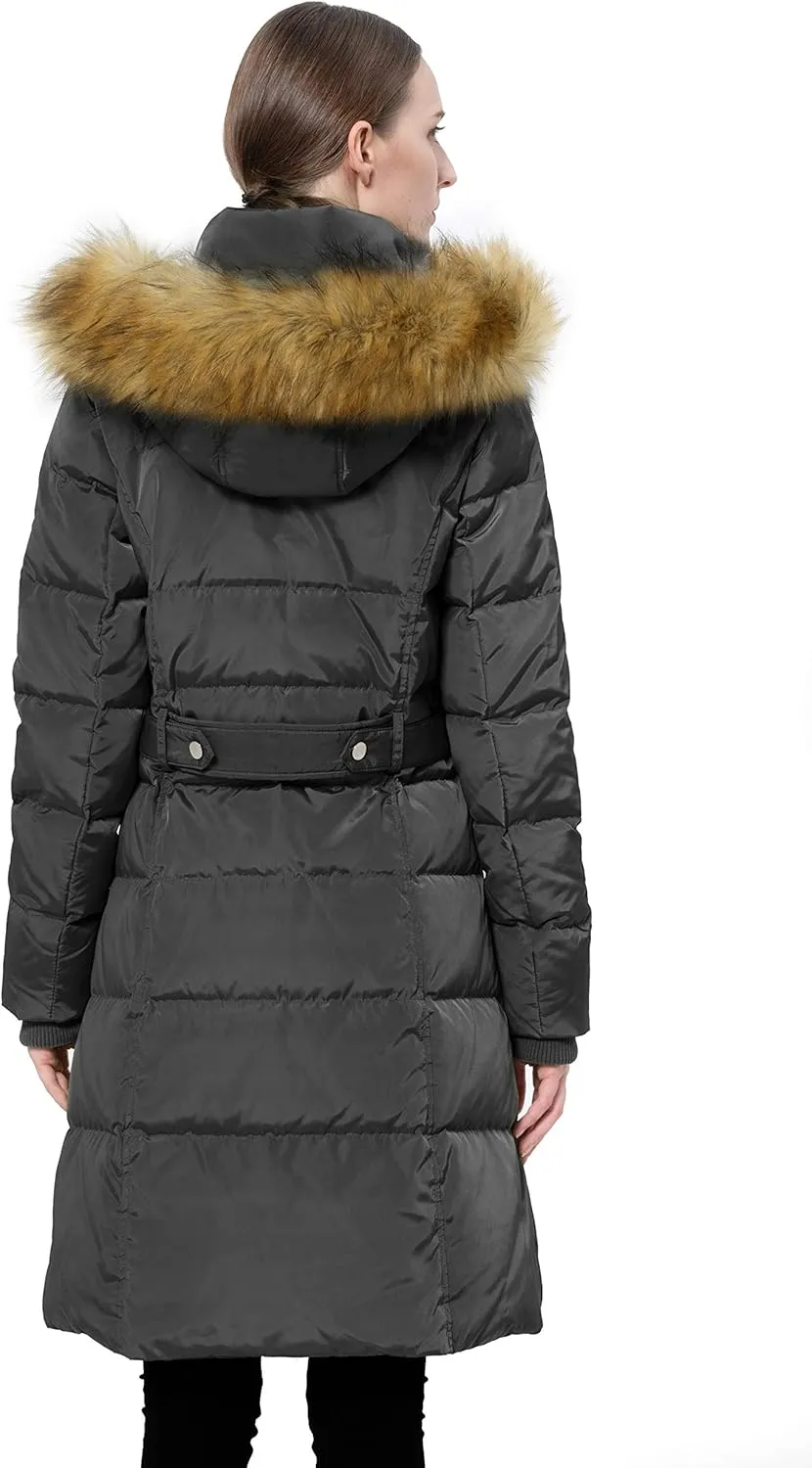 Orolay Women's Puffer Down Coat Winter Warm Jacket with Faux Fur Trim Hood