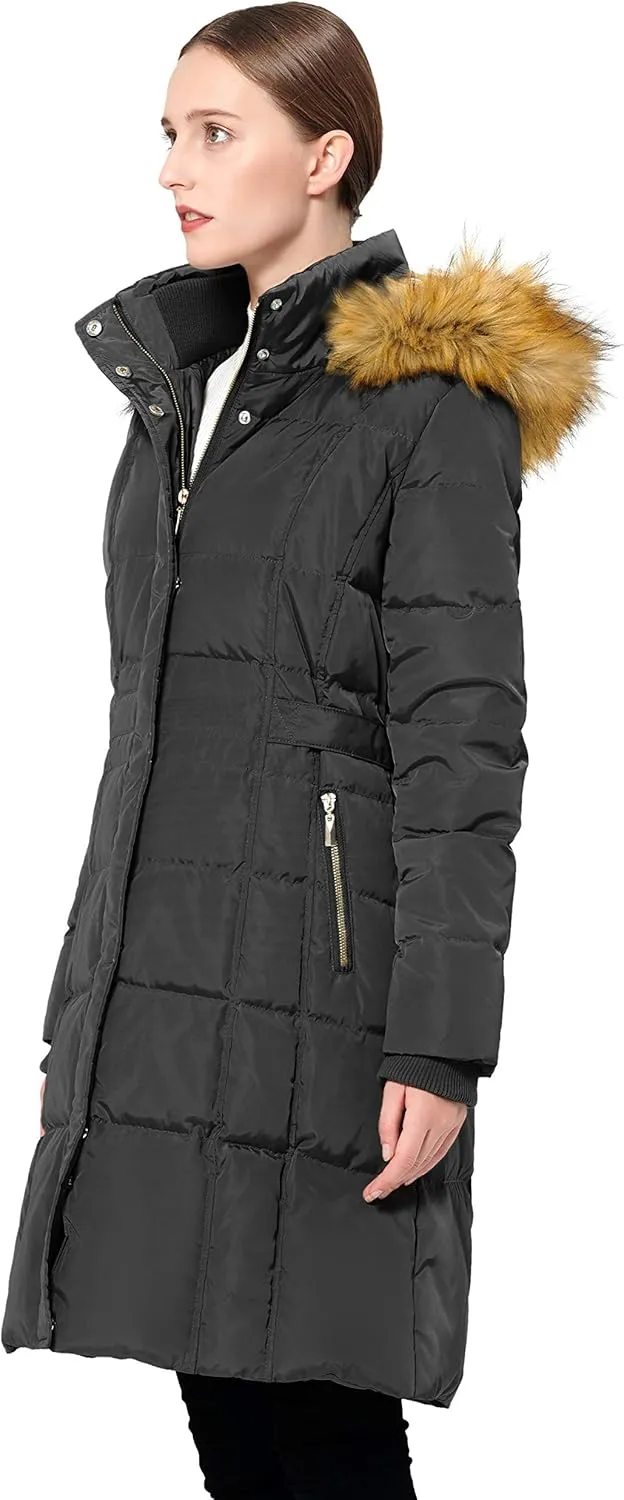 Orolay Women's Puffer Down Coat Winter Warm Jacket with Faux Fur Trim Hood