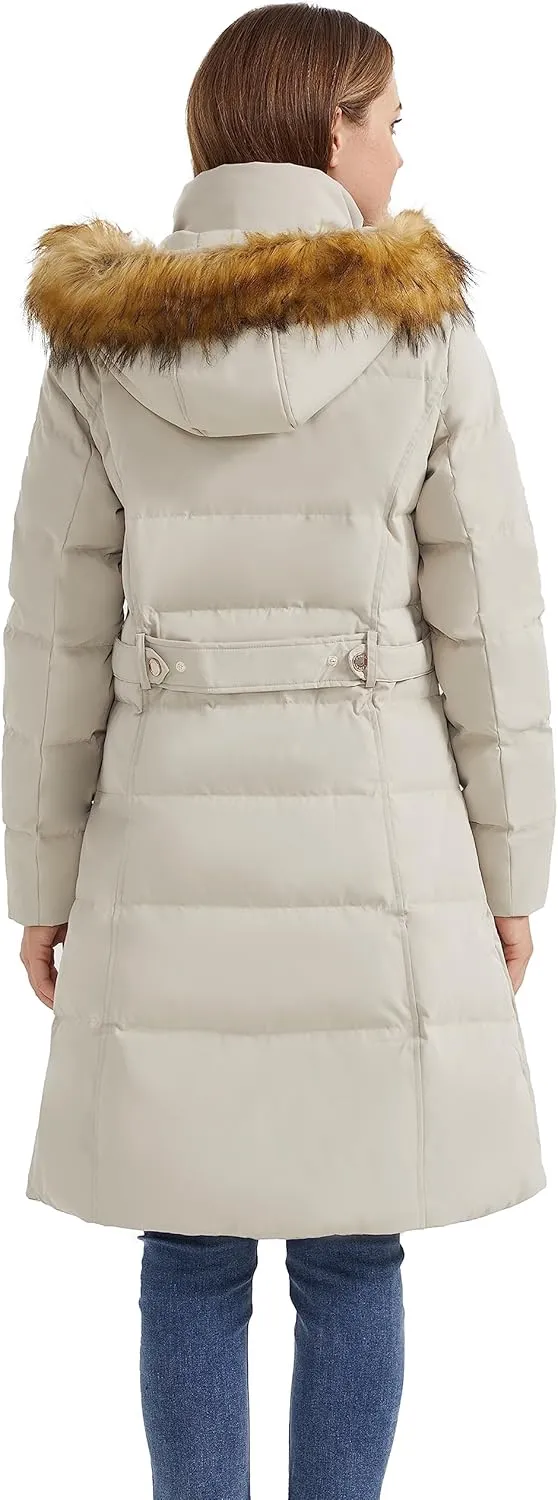 Orolay Women's Puffer Down Coat Winter Warm Jacket with Faux Fur Trim Hood