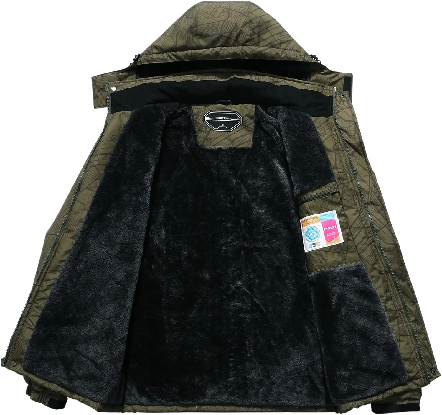 OTU Men's Waterproof Ski Jacket Snowboarding Windbreaker Warm Winter Hooded Mountain Snow Coat