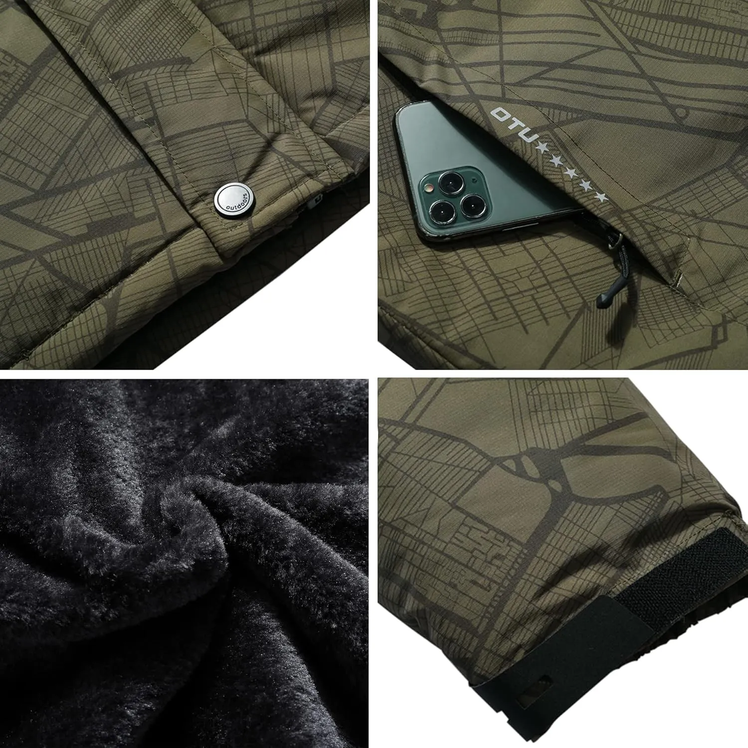 OTU Men's Waterproof Ski Jacket Snowboarding Windbreaker Warm Winter Hooded Mountain Snow Coat