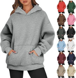 Oversized Hoodies for Women Comfy Fleece Pullover Sweater Casual Long Sleeve Hooded Sweatshirt Cute Hoodies with Pocket