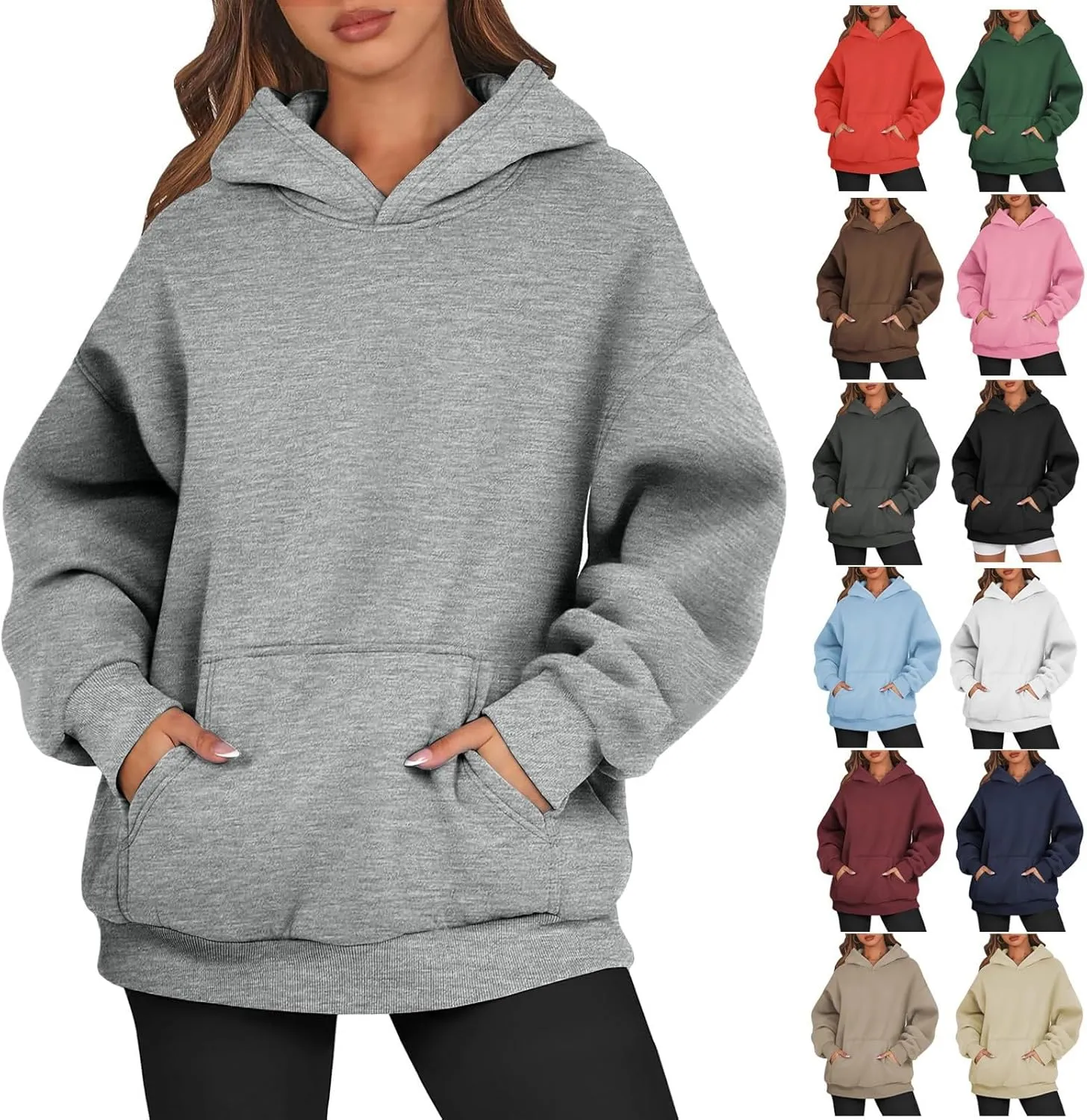 Oversized Hoodies for Women Comfy Fleece Pullover Sweater Casual Long Sleeve Hooded Sweatshirt Cute Hoodies with Pocket