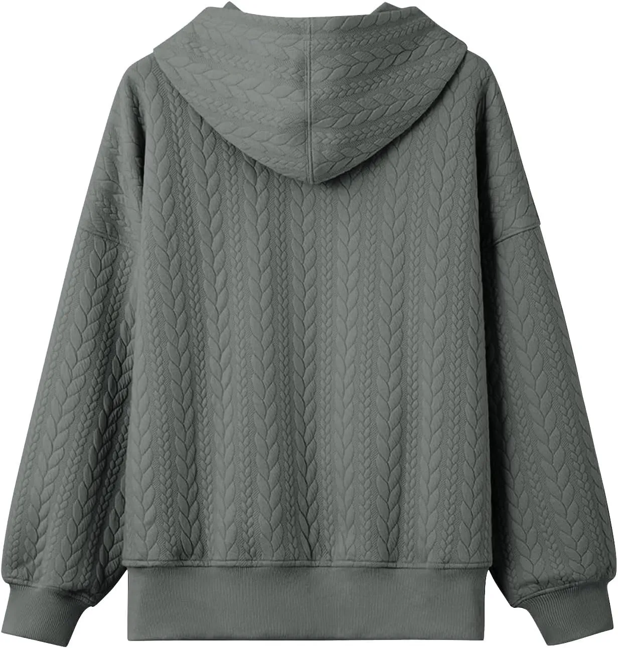 Oversized Hoodies for Women Trendy Jacquard Knit Sweater Drawstring Casual Long Sleeve Hooded Sweatshirt with Pocket
