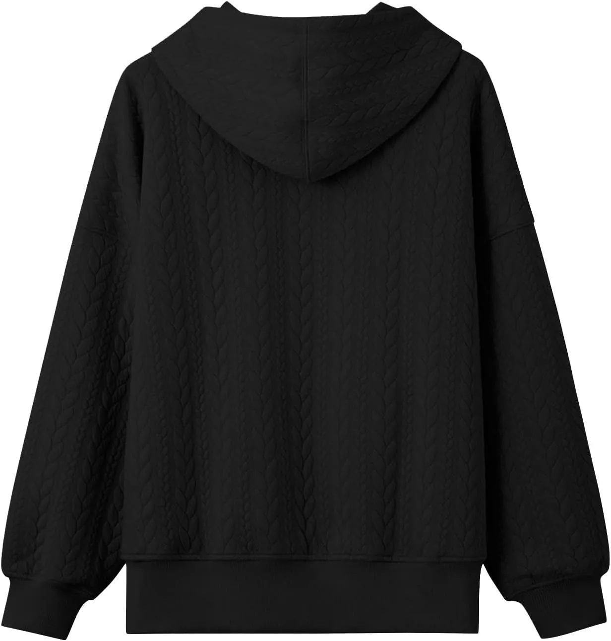 Oversized Hoodies for Women Trendy Jacquard Knit Sweater Drawstring Casual Long Sleeve Hooded Sweatshirt with Pocket