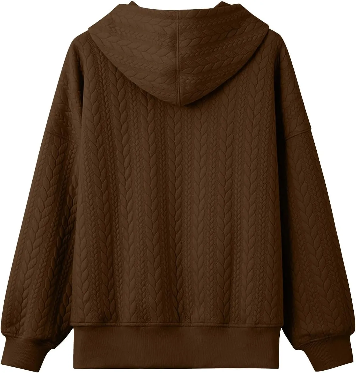 Oversized Hoodies for Women Trendy Jacquard Knit Sweater Drawstring Casual Long Sleeve Hooded Sweatshirt with Pocket