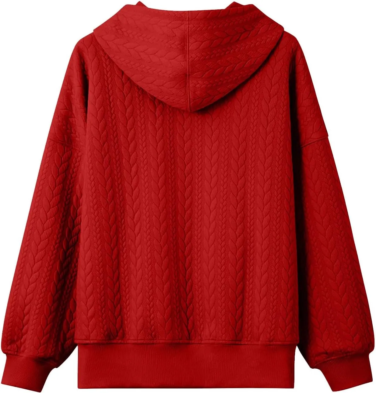Oversized Hoodies for Women Trendy Jacquard Knit Sweater Drawstring Casual Long Sleeve Hooded Sweatshirt with Pocket