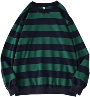 Oversized Sweatshirt for Women Men Grunge Fall Crewneck Striped Long Sleeve Shirts Hoodies Preppy Clothes