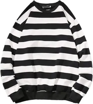 Oversized Sweatshirt for Women Men Grunge Fall Crewneck Striped Long Sleeve Shirts Hoodies Preppy Clothes
