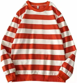 Oversized Sweatshirt for Women Men Grunge Fall Crewneck Striped Long Sleeve Shirts Hoodies Preppy Clothes
