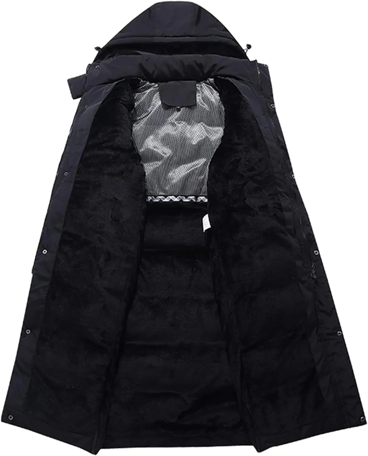 PEHMEA Men's Winter Warm Long Down Jacket Quilted Padded Puffy Coat with Hood