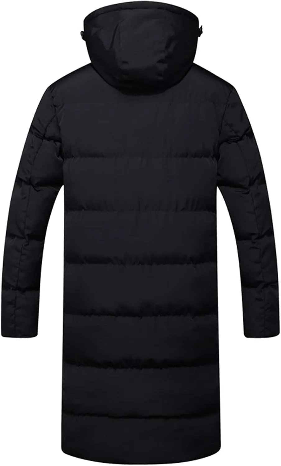 PEHMEA Men's Winter Warm Long Down Jacket Quilted Padded Puffy Coat with Hood