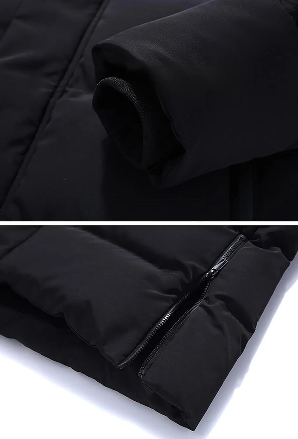 PEHMEA Men's Winter Warm Long Down Jacket Quilted Padded Puffy Coat with Hood
