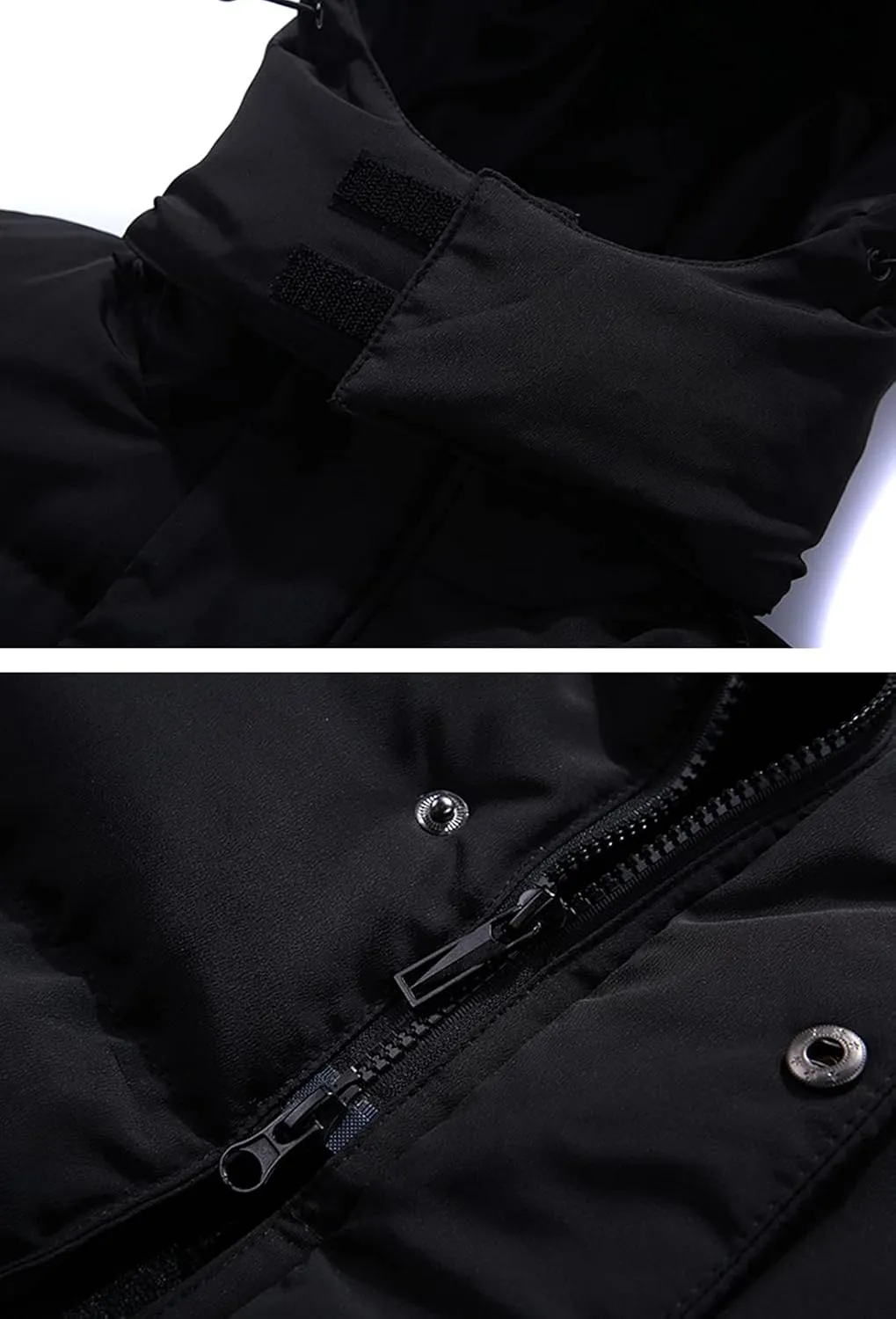 PEHMEA Men's Winter Warm Long Down Jacket Quilted Padded Puffy Coat with Hood