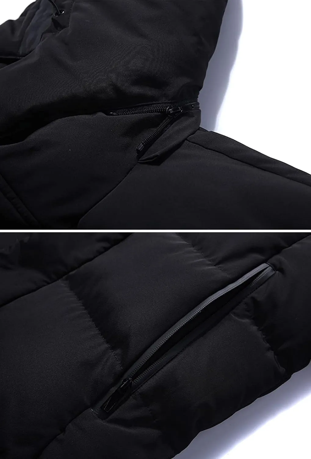 PEHMEA Men's Winter Warm Long Down Jacket Quilted Padded Puffy Coat with Hood