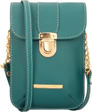 Pierre Women Mobile Sling Bag Turquoise Designer Satchel bags with Multi Pocket
