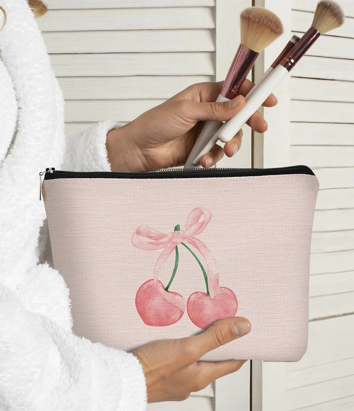 Pink Coquette Cherry Bow Aesthetic Makeup Cosmetic Bag, Cute Makeup Bag, Trendy Preppy Makeup Bag, Preppy Stuff, Preppy Gifts, Coquette Stuff, Pink Makeup Pouch