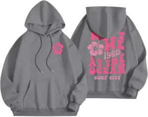 Pink Graphic Hoodies for Women 2024 Fall Outfits Oversized Hoodie Teen Girls Cute Preppy Sweatshirts Casual Pullover