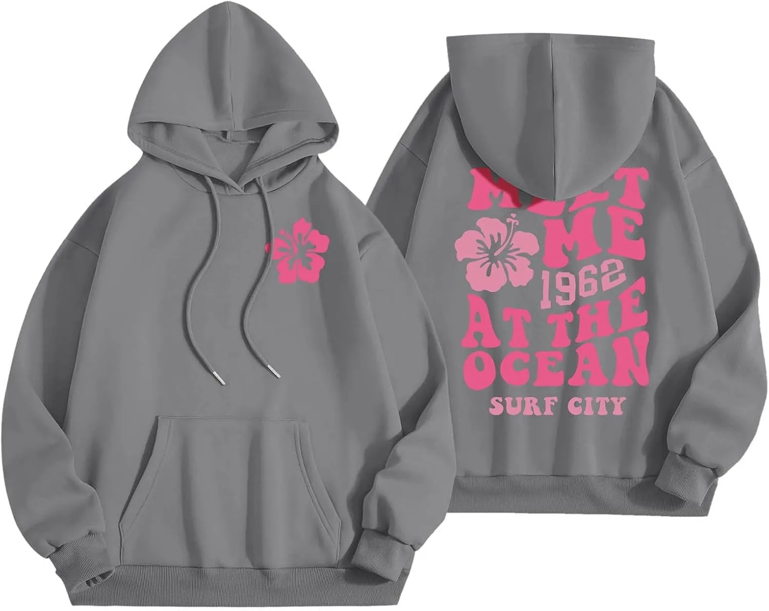 Pink Graphic Hoodies for Women 2024 Fall Outfits Oversized Hoodie Teen Girls Cute Preppy Sweatshirts Casual Pullover