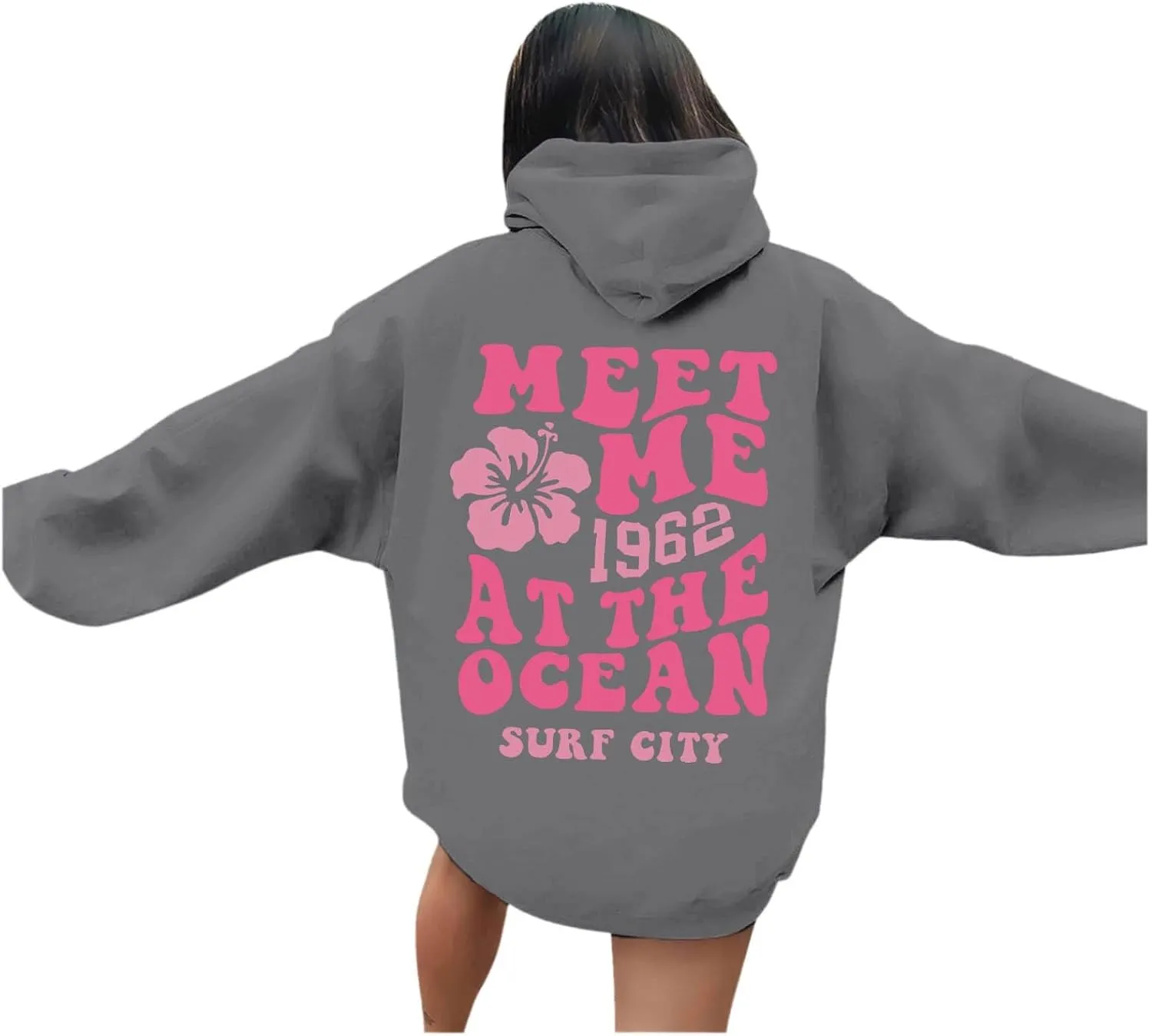 Pink Graphic Hoodies for Women 2024 Fall Outfits Oversized Hoodie Teen Girls Cute Preppy Sweatshirts Casual Pullover