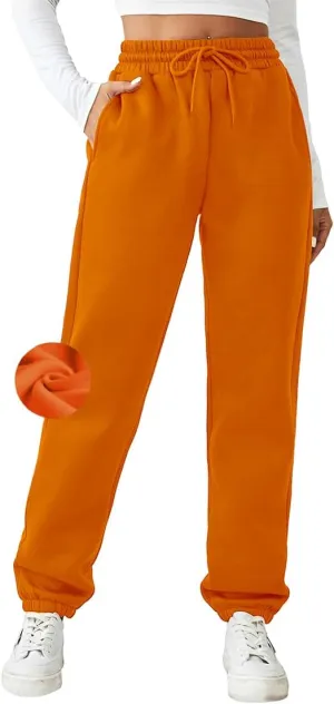 PINSPARK Women's Fleece Lined Sweatpants Winter Joggers Athletic Pants Casual Thick Warm Trousers Pockets