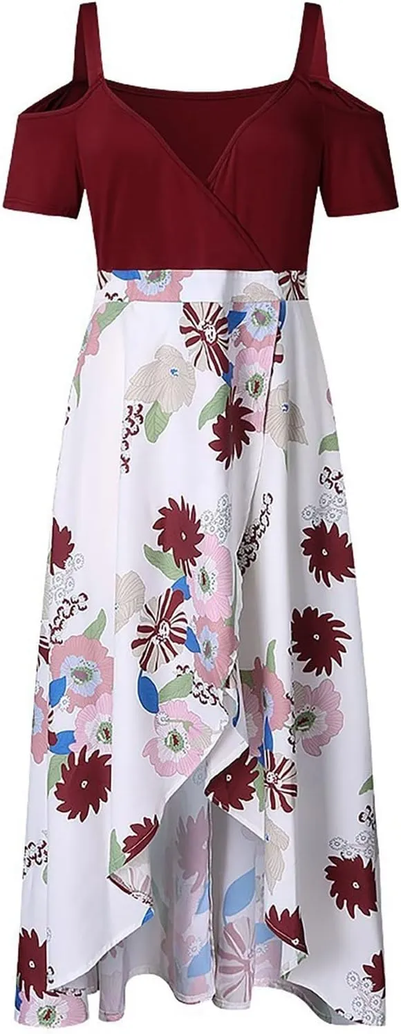 Plus Size Dresses for Women,2023 Summer Elegant Sexy Bodycon Wedding Guest Dress,Trendy Floral Boho Maxi Dress