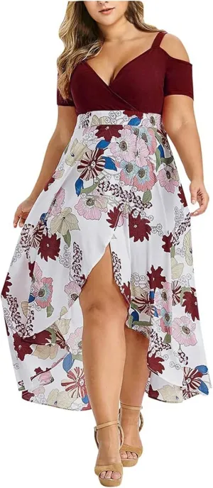 Plus Size Dresses for Women,2023 Summer Elegant Sexy Bodycon Wedding Guest Dress,Trendy Floral Boho Maxi Dress