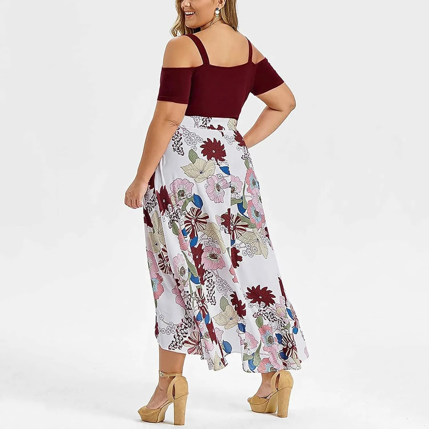 Plus Size Dresses for Women,2023 Summer Elegant Sexy Bodycon Wedding Guest Dress,Trendy Floral Boho Maxi Dress