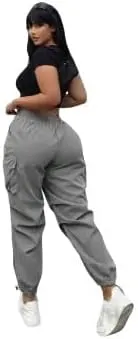 Plus Size High-Waist Multi-Pocket Drawstring Cargo Pants  Casual Loose Fit for Women