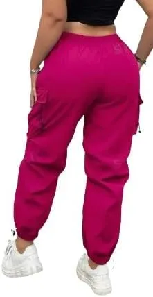 Plus Size High-Waist Multi-Pocket Drawstring Cargo Pants  Casual Loose Fit for Women