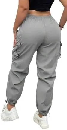 Plus Size High-Waist Multi-Pocket Drawstring Cargo Pants  Casual Loose Fit for Women