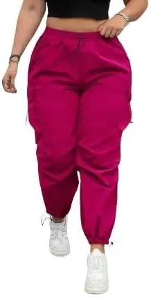 Plus Size High-Waist Multi-Pocket Drawstring Cargo Pants  Casual Loose Fit for Women
