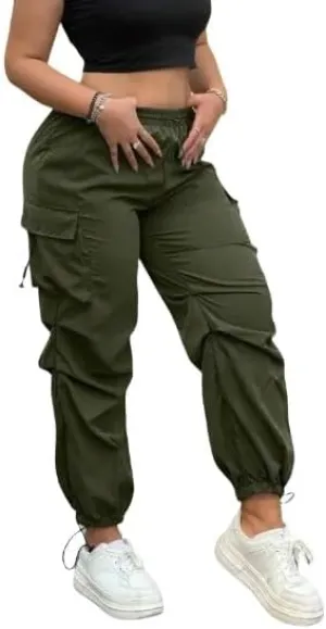 Plus Size High-Waist Multi-Pocket Drawstring Cargo Pants  Casual Loose Fit for Women