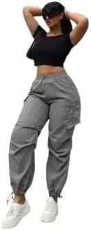 Plus Size High-Waist Multi-Pocket Drawstring Cargo Pants  Casual Loose Fit for Women