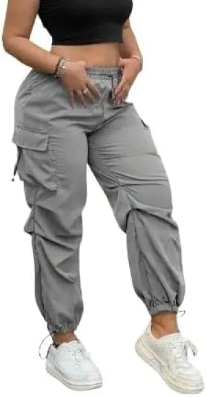 Plus Size High-Waist Multi-Pocket Drawstring Cargo Pants  Casual Loose Fit for Women