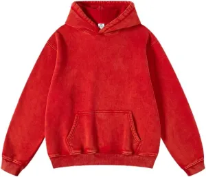 POHADON Mens Y2k Trendy Hoodies Oversized Heavyweight Cotton Pullover Vintage Acid Wash Athletic Sweatshirt Y2k Streetwear