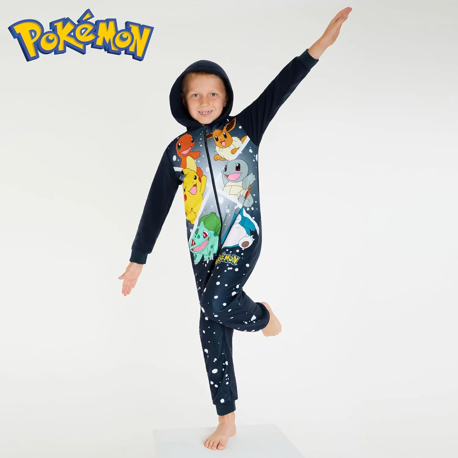 Pokemon Boys Novelty Fleece Sleepsuit, Warm Hooded Fleece - Boys Gifts