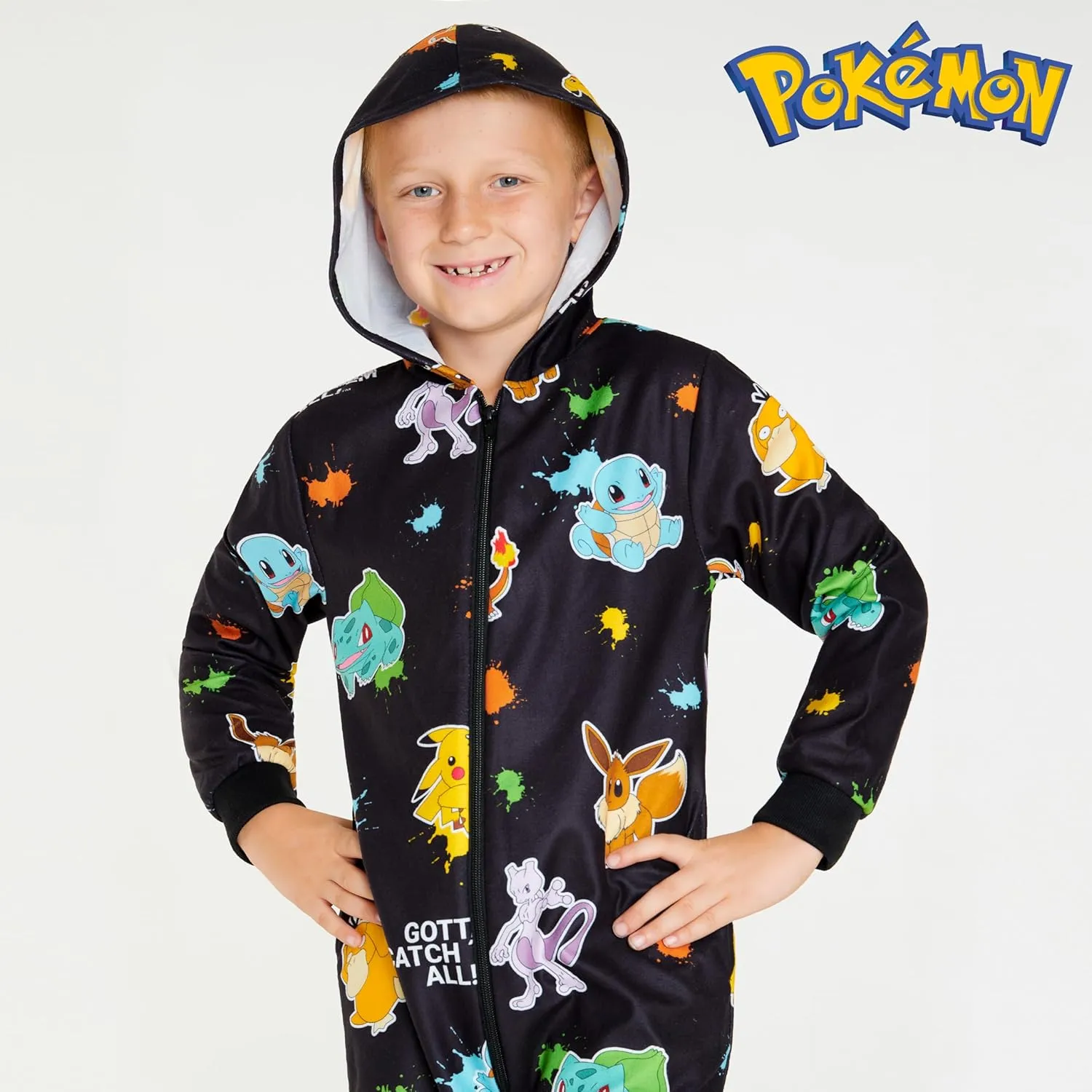Pokemon Boys Novelty Fleece Sleepsuit, Warm Hooded Fleece - Boys Gifts