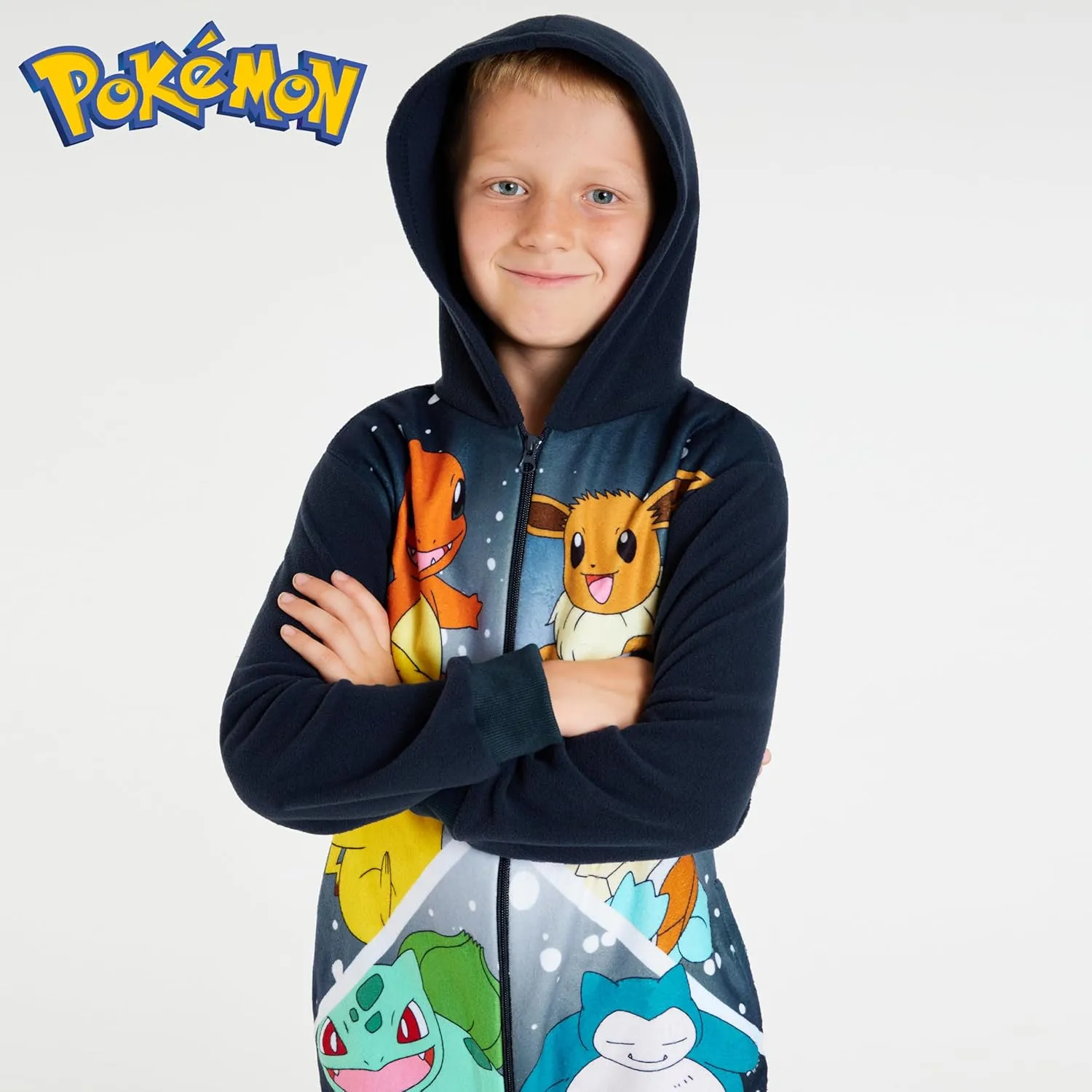 Pokemon Boys Novelty Fleece Sleepsuit, Warm Hooded Fleece - Boys Gifts