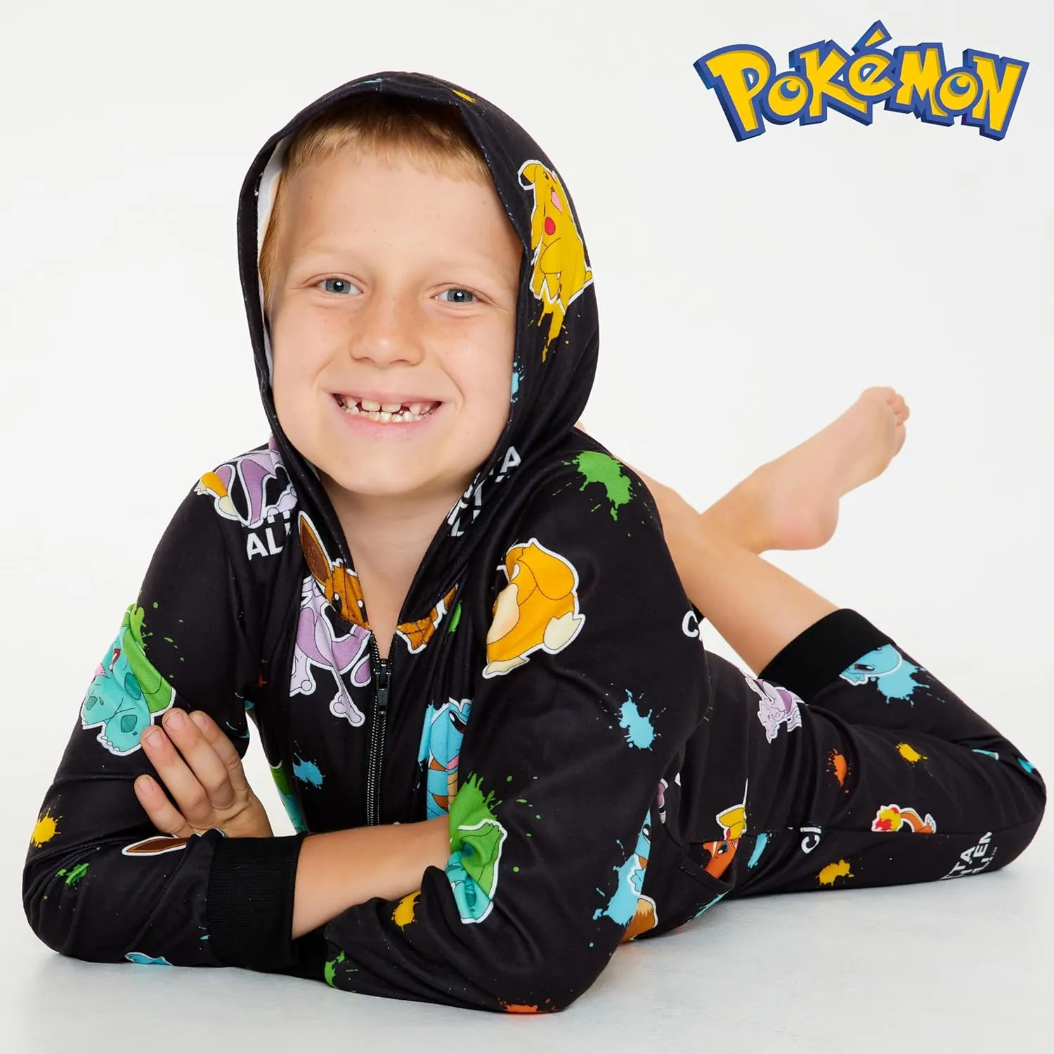 Pokemon Boys Novelty Fleece Sleepsuit, Warm Hooded Fleece - Boys Gifts