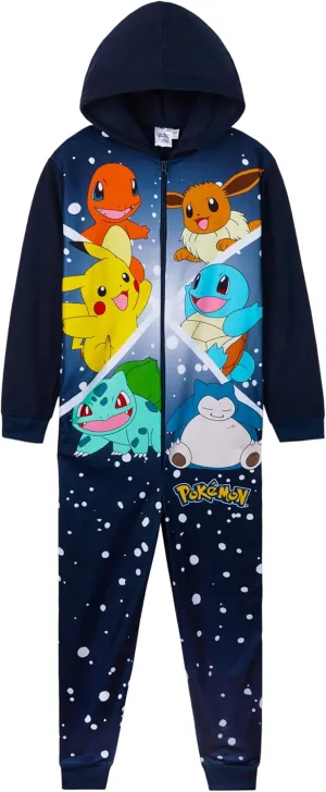 Pokemon Boys Novelty Fleece Sleepsuit, Warm Hooded Fleece - Boys Gifts