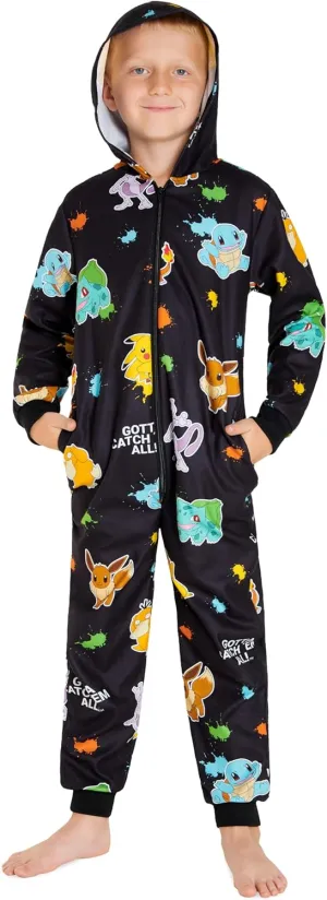Pokemon Boys Novelty Fleece Sleepsuit, Warm Hooded Fleece - Boys Gifts